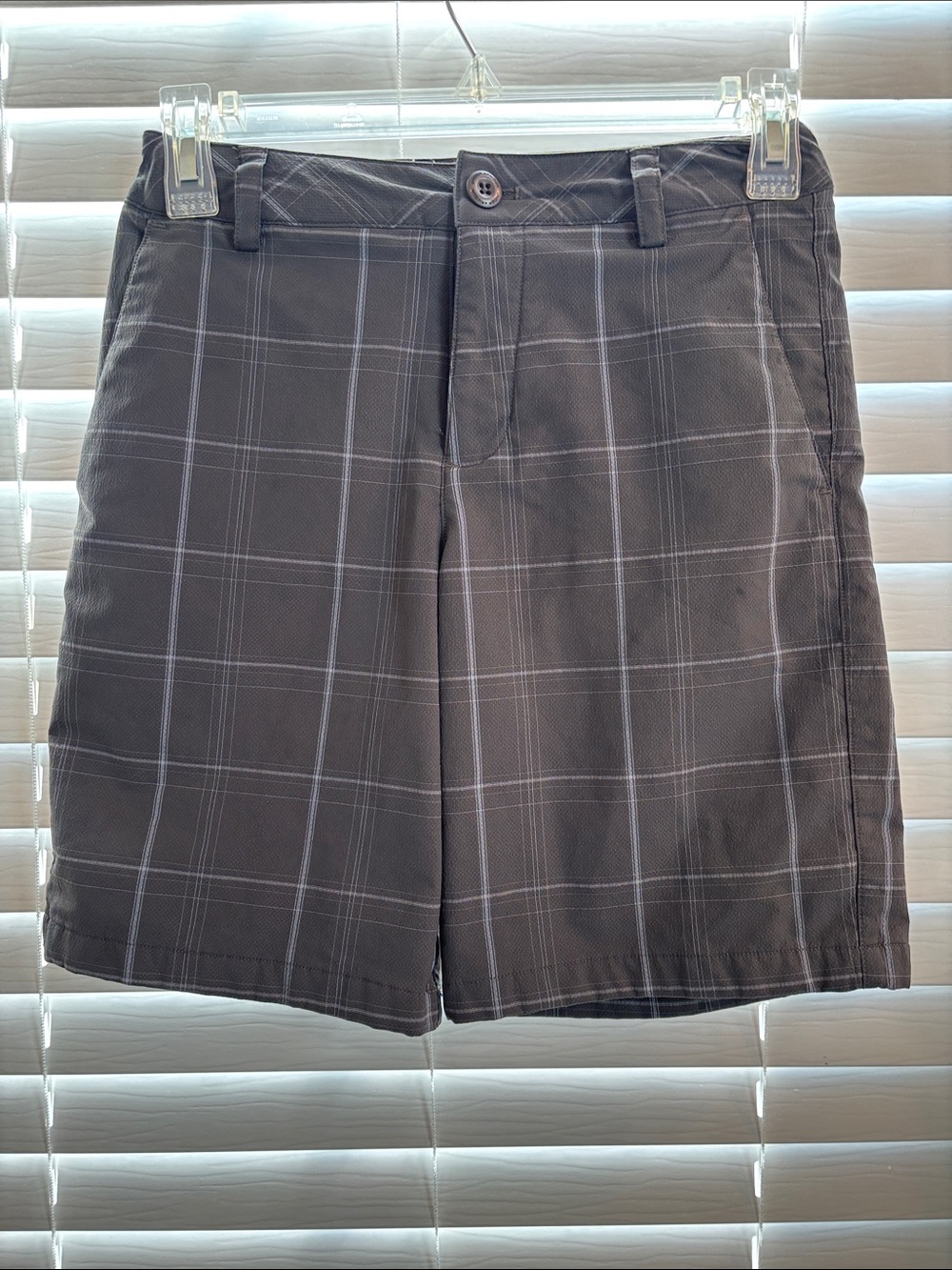 Under Armour Gray Plaid Performance Shorts for Kids